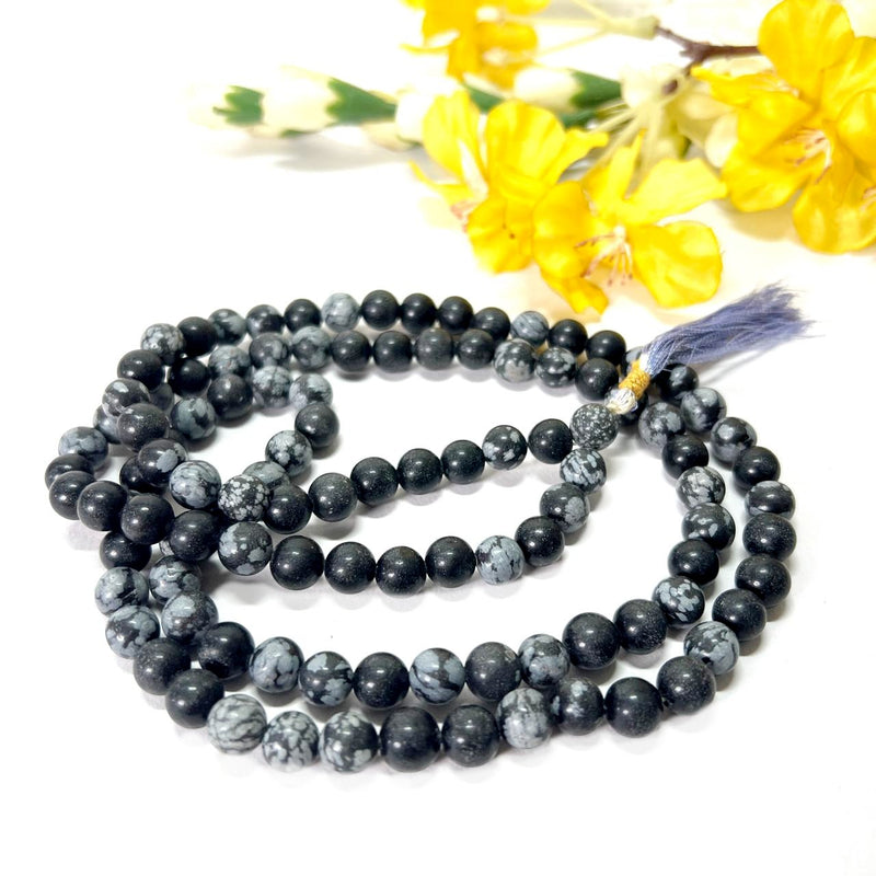 Snowflake Obsidian Mala/Necklace (Release Beliefs)