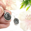Mexican Tabasco Mini Geode Earrings with Hook in Silver