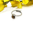 Tiger Eye Adjustable Ring in Silver