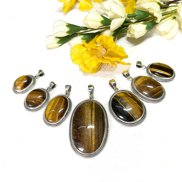 Tiger Eye Premium Pendants in Silver (Courage)