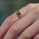Tiger Eye Adjustable Ring in Silver