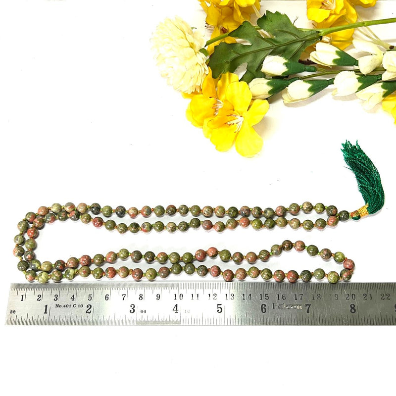 Unakite Round Bead Mala/Necklace