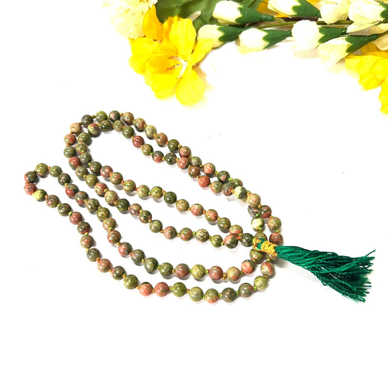 Unakite Round Bead Mala/Necklace