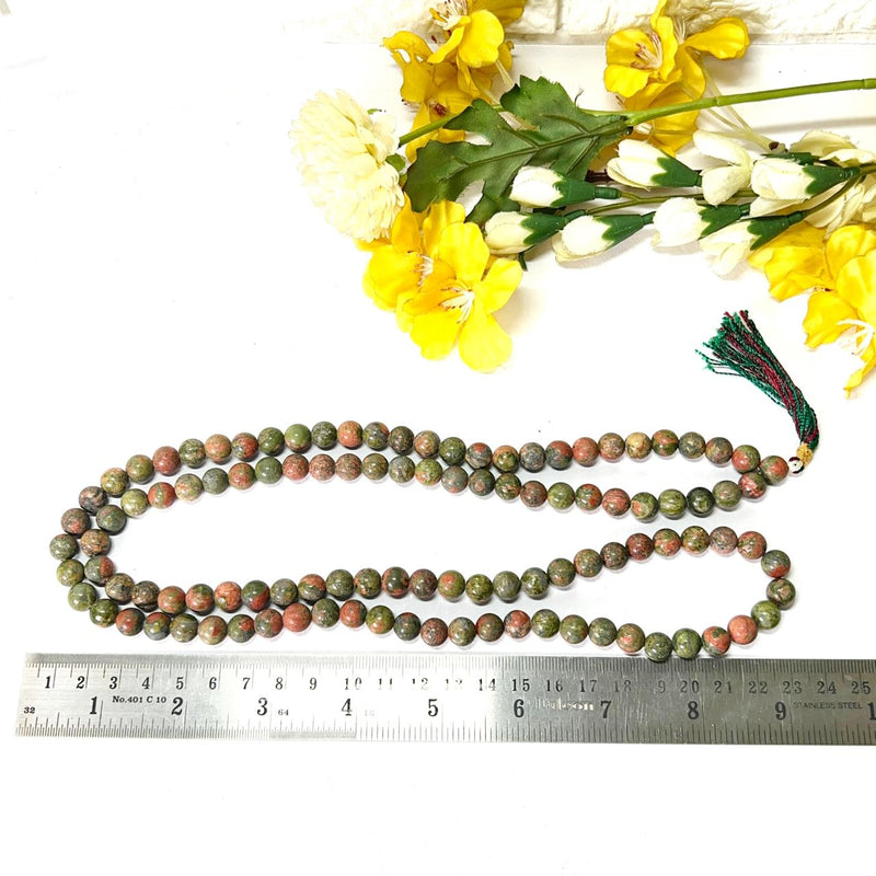 Unakite Round Bead Mala/Necklace