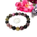 Watermelon Tourmaline Round Bead Bracelet (Soothes Emotions)