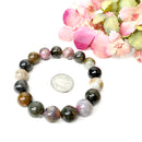 Watermelon Tourmaline Round Bead Bracelet (Soothes Emotions)