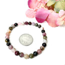 Watermelon Tourmaline Round Bead Bracelet (Soothes Emotions)