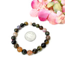 Watermelon Tourmaline Round Bead Bracelet (Soothes Emotions)