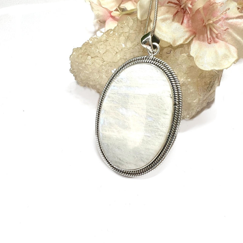 White Moonstone Premium Collection Pendant in Silver (Divine feminine)