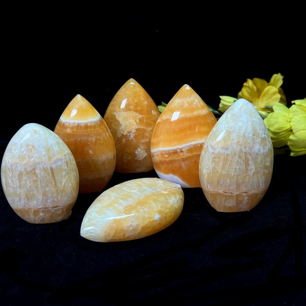 Yellow Banded Calcite Polished Flame