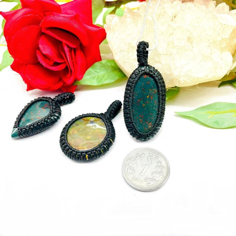 Bloodstone Flat Surface Pendants (Immunity & Health)