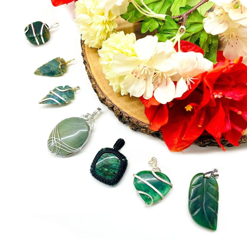 Dark Green Aventurine Assorted Pendants (Opportunity & Growth)