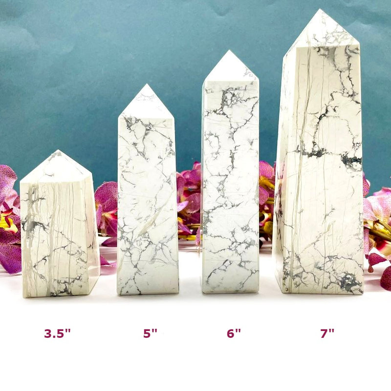 Howlite Thick Obelisk 4-Sided Tower (Peace and Calm)