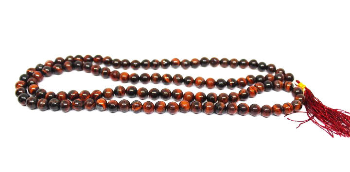 Red Tiger Eye  Round 108 + 1=109 Beads Stone Jaap Mala (Release Fears)