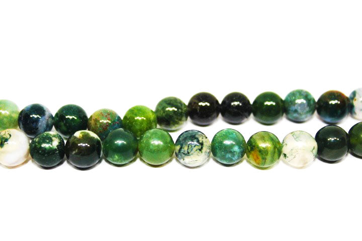 Moss Agate 8 mm Round 108 + 1=109 Beads Stone Jaap Mala