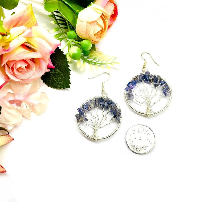 Iolite Tree-Of-Life Earrings (Psychic Powers & Expression)