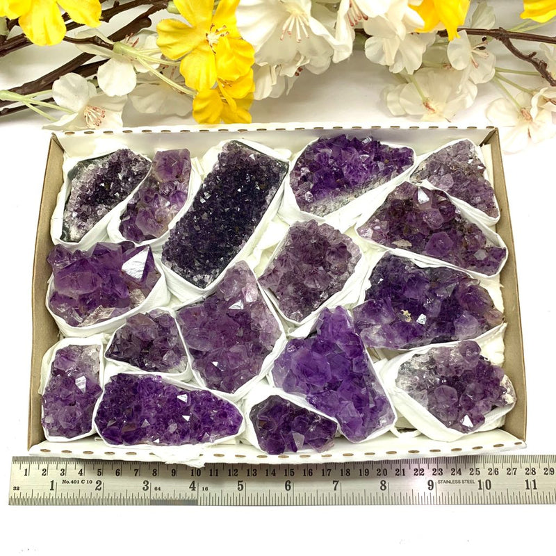 Amethyst Clusters in a Box Quality 'A' from Brazil