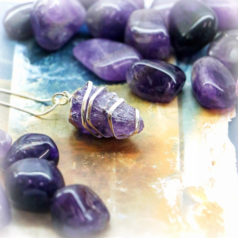 Amethyst Rough Wire Wrapped Pendant
