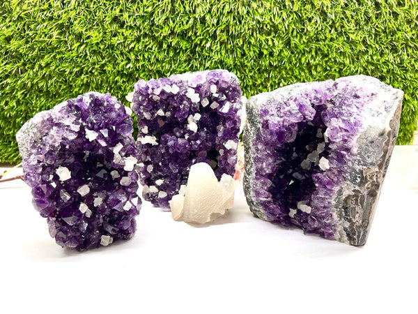 Amethyst Standing Clusters with Calcite (Amplifed healing)