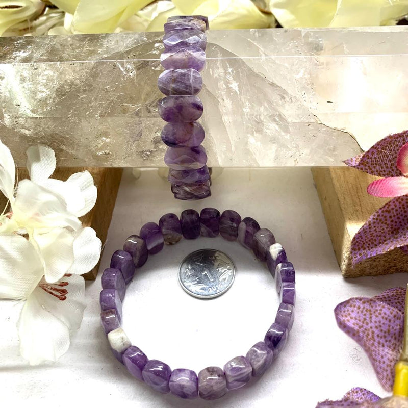 Flat Beads Faceted Bracelets in Healing Crystals