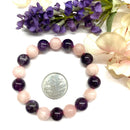 Amethyst & Rose Quartz Round Bead Bracelet (Peace and Harmony)