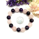 Amethyst & Rose Quartz Round Bead Bracelet (Peace and Harmony)