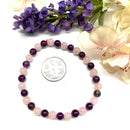 Amethyst & Rose Quartz Round Bead Bracelet (Peace and Harmony)