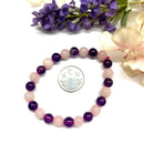 Amethyst & Rose Quartz Round Bead Bracelet (Peace and Harmony)