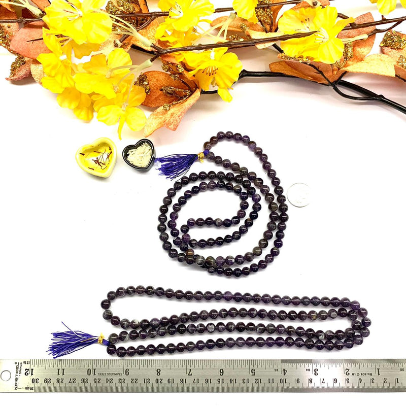 Amethyst Round Beads Jaap Mala (Intuition & Meditation)
