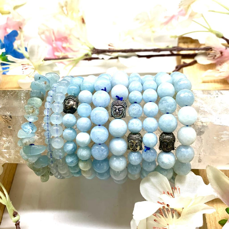 Silver bracelet with aquamarine and sapphire coloured cubics zirconia