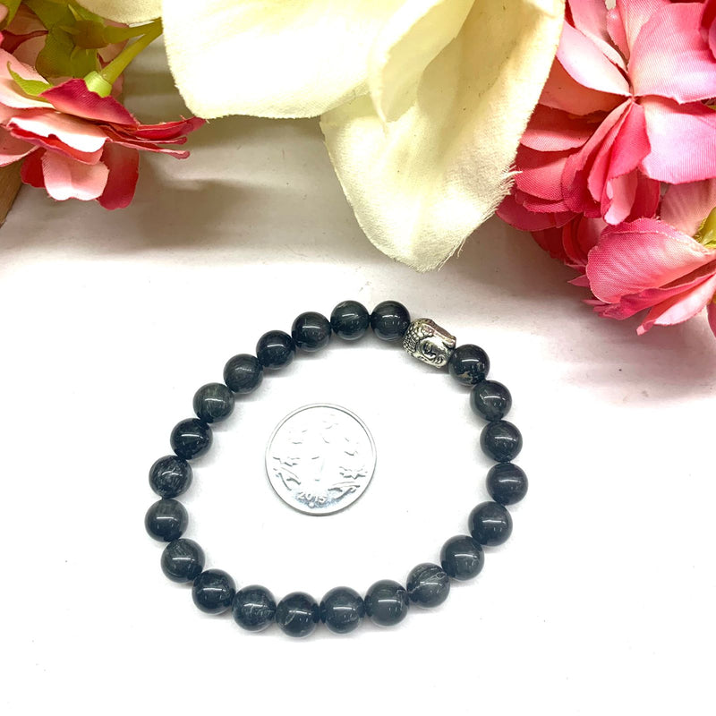 Black Cats Eye Round Bead Bracelet (Protection from Psychic Attacks)
