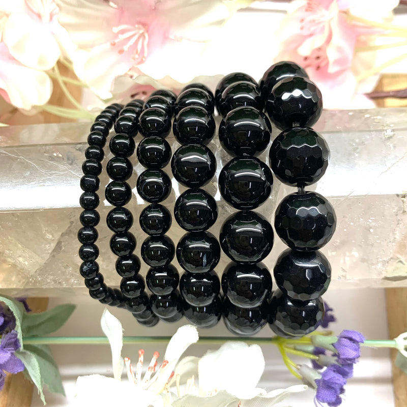 Black Onyx Round Bead Bracelet (Inner Strength)