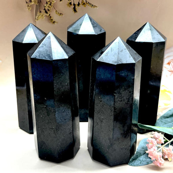 Large Black Tourmaline Towers  (Grounding and Protection)