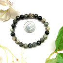 Black Picasso Jasper Round Bead Bracelet (Nurturing and Optimism)