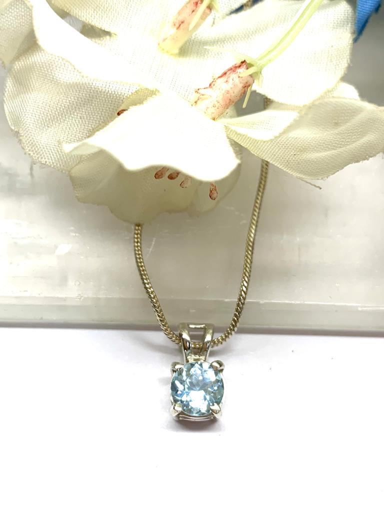 Blue Topaz Small Pendant in Silver (Enhance Psychic Gifts)