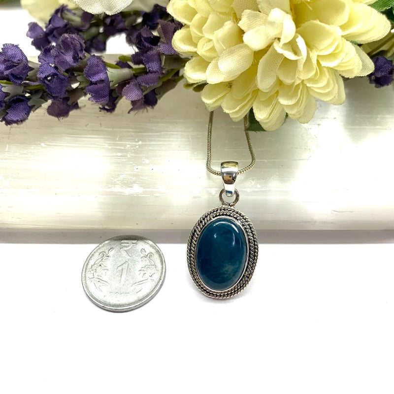 Blue Apatite Silver Pendant Premium Collection (Help in Weight Loss)
