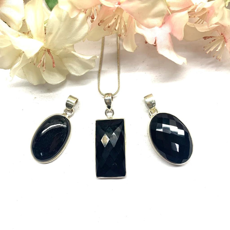 Black Tourmaline Pendants in Silver (Protection from Negative Energy)