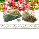 Calcite on Green Fluorite Rough from Morocco (Growth)