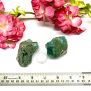 Calcite on Green Fluorite Rough from Morocco (Growth)