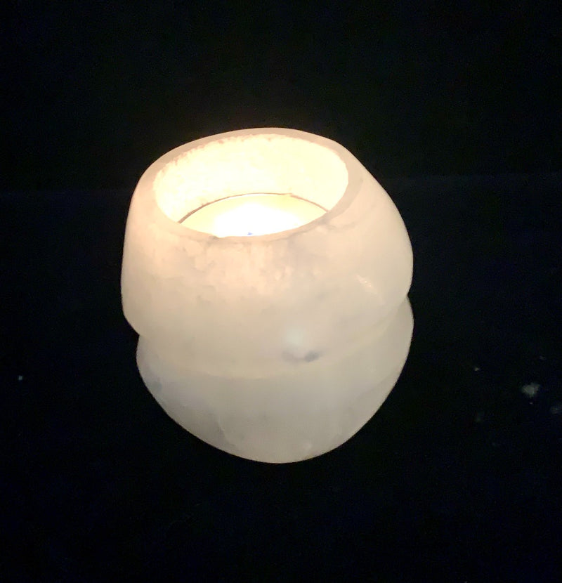 White Selenite Candle Holder - Cup shape