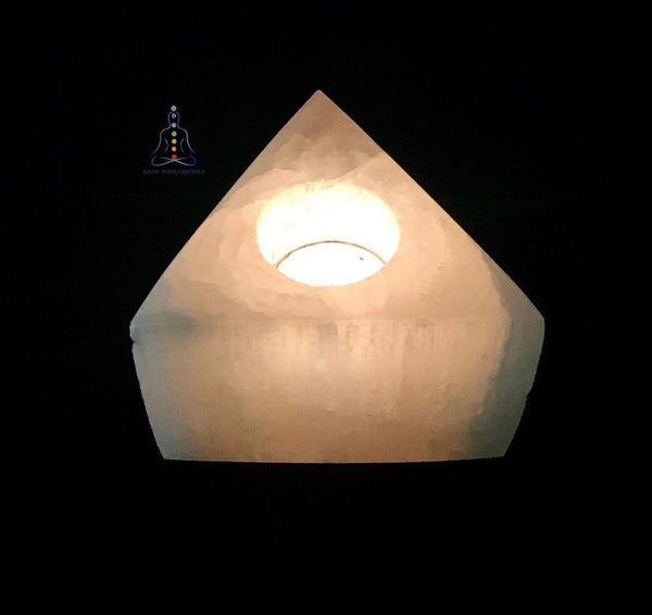 Orange Selenite Candle Holder - Triangle Shape