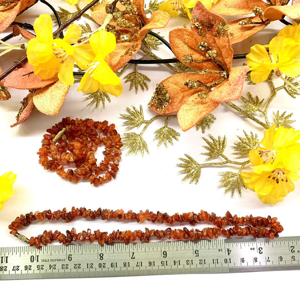Carnelian 6mm Uncut Beads /Chips Necklace (Creativity)