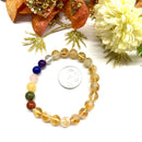Citrine with Seven Chakra 8 mm Round Bead Bracelet