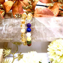 Citrine with Seven Chakra 8 mm Round Bead Bracelet
