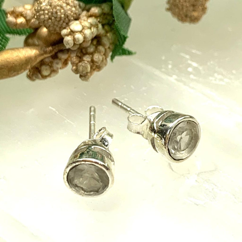 Clear Quartz Earrings in Silver