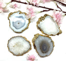 Natural Agate Coaster with Gold Edging