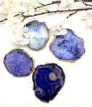 Natural Agate Coaster with Gold Edging