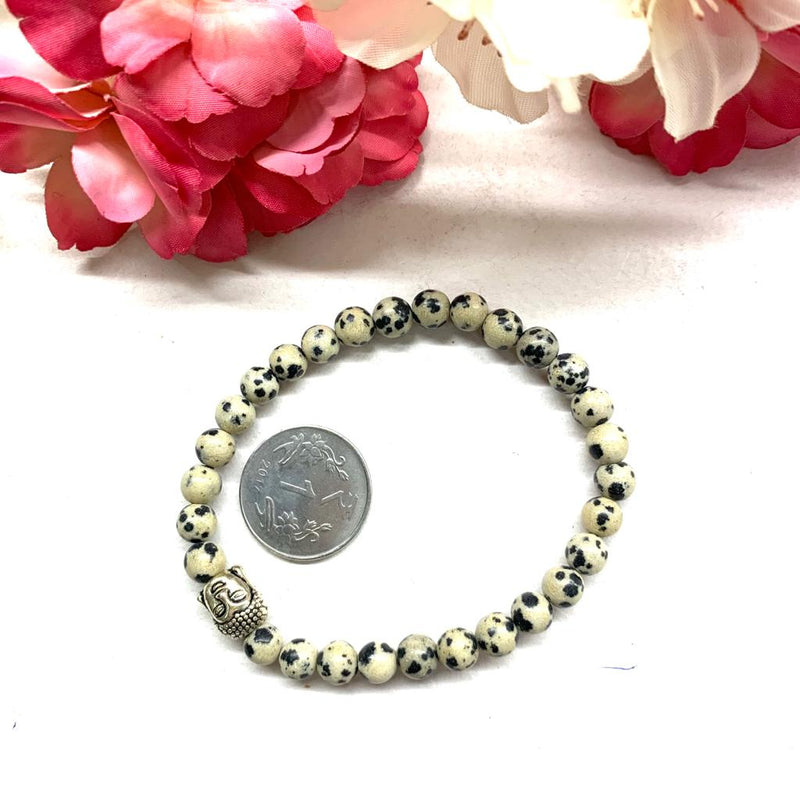 Dalmatian Jasper Round Bead Bracelet (Joy )