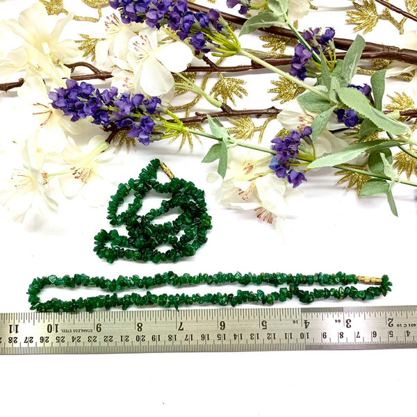 Dark Green Aventurine 6mm Uncut Beads / Chips Necklace