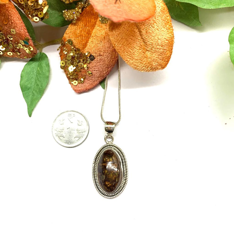 Fire Agate Pendant in Silver- Premium Collection ( Psychic Protection)